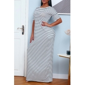lovely Casual Striped White Maxi Dress