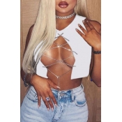 Lovely Sexy Bandage Design White Camisole
