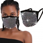 Lovely Rhinestone Decorative Black Face Mask