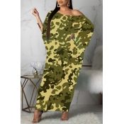 lovely Casual Print Army Green Ankle Length Plus S