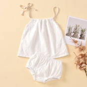 lovely Casual Spaghetti Strap White Girl Two-piece