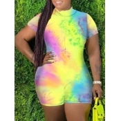 Lovely Leisure Tie-dye Yellow One-piece Romper