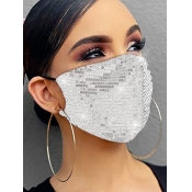 Lovely Sequined Silver Face Mask