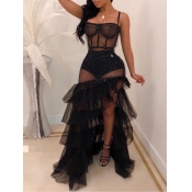 lovely Sexy See-through Layered Cascading Ruffle B