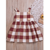 lovely Sweet Grid Print Brown Girl Mini Dress