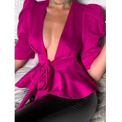 lovely Sweet Flounce Design Rose Red Coat