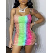 LW Street Tie-dye Drawstring Green Mini Dress