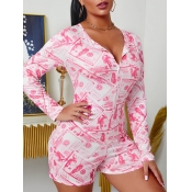 Lovely Stylish Print Watermelon Red One-piece Romp