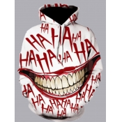 Men lovely Street Hooded Collar Clown Print White 