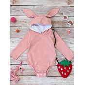 lovely Sweet Hooded Collar Pink Girl One-piece Rom