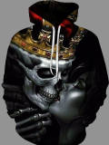 LW Men Crown Skull Head Print Hoodie