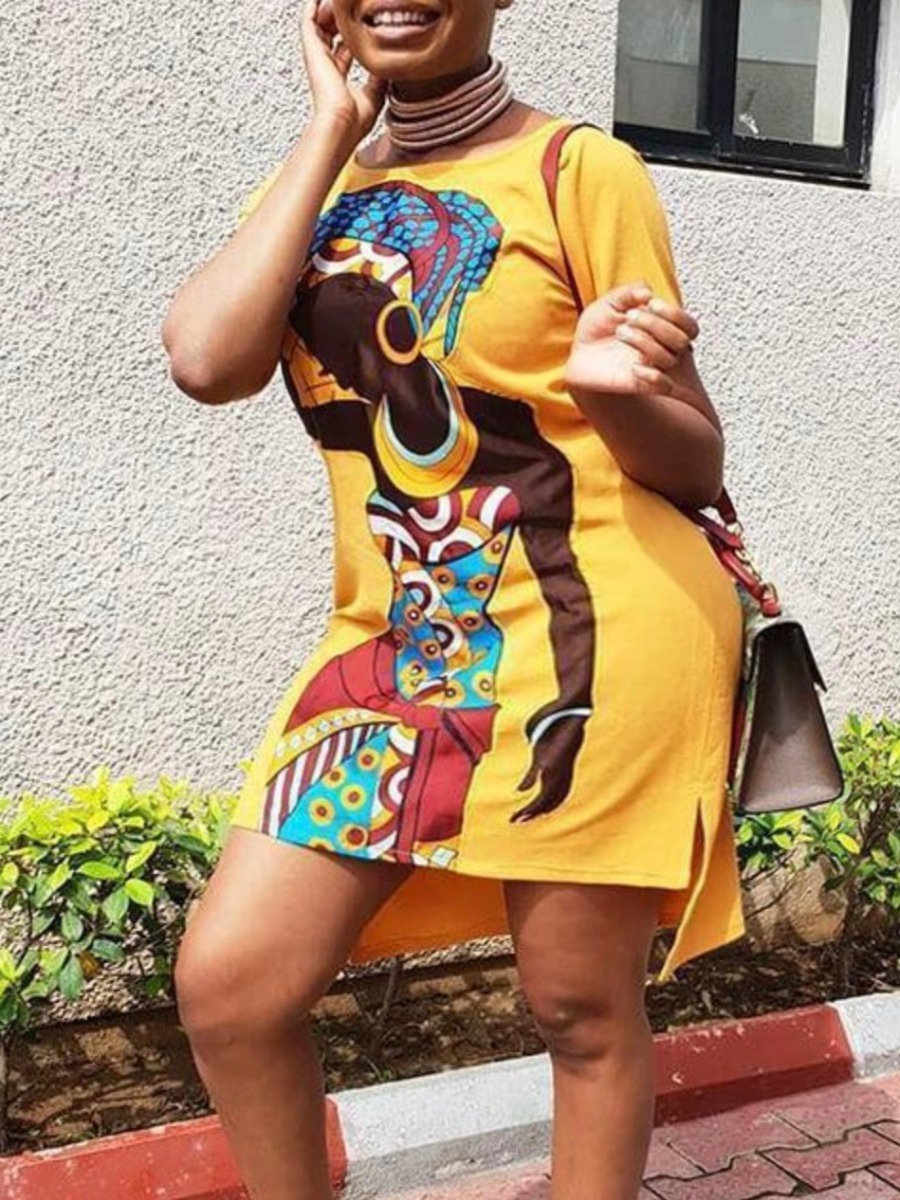 LW O Neck Print Dress