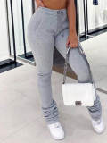 LW BASICS Street Fold Design Drawstring Grey Pants