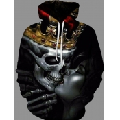 LW Men Crown Skull Head Print Hoodie