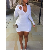 LW BASICS Plus Size Casual Zipper Design White Min