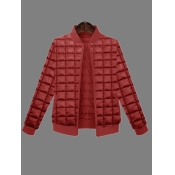 lovely Casual Zipper Design Wine Red Jacket