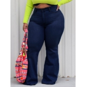 LW Plus Size Medium Stretchy Basic Deep Blue Flare