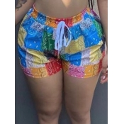 LW Street Print Lace-up Multicolor Shorts
