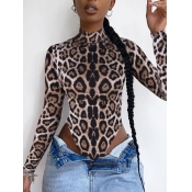 Lovely Sexy Leopard Print Skinny Bodysuit