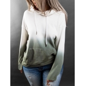 lovely Casual Hooded Collar Gradient Green Plus Si