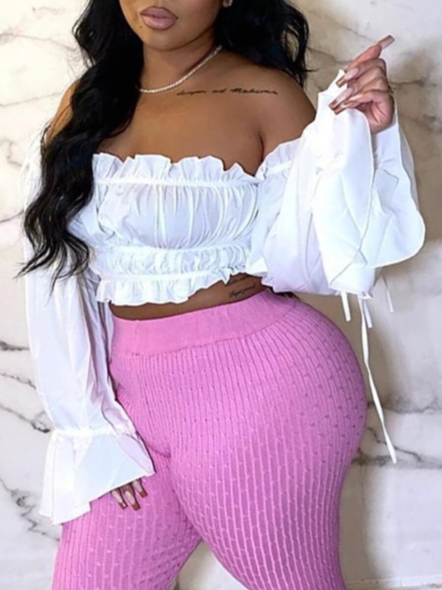 LW Off The Shoulder Flounce Design Blouse