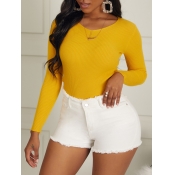 lovely Casual V Neck Long Sleeve Yellow Sweaters