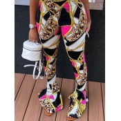 Lovely Trendy Flared Print Patchwork Multicolor Pa