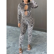 lovely Stylish Leopard Print Hollow-out One-piece 