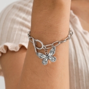 lovely Trendy Butterfly Silver Bracelet