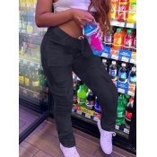 LW Street Pocket Patched Black Pants