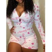 Lovely Sexy Letter Print White Sleepwear