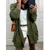 Lovely Casual Loose Green Cardigan