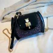 lovely Stylish Patchwork Black Crossbody Bag