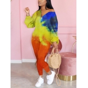 Lovely Trendy Tie-dye Skinny Orange One-piece Jump