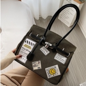 lovely Casual Patchwork Print Green Messenger Bag