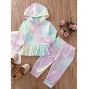 lovely Trendy Hooded Collar Gradient Girl Two-piec