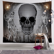 Lovely Chic Skull Print Black Table Linens