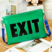 Lovely Stylish Letter Print Green Crossbody Bag