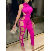 Lovely Sexy Hollow-out Skinny Pink One-piece Jumps