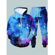 Lovely Stylish Hooded Collar Starry Sky Print Mult