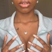 LW Stylish Butterfly White Necklace