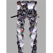 LW COTTON Men Stretchy Letter Print Patchwork Skin