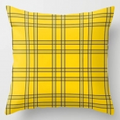 Lovely Trendy Gird Print Yellow Decorative Pillow 