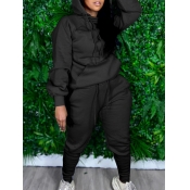 LW BASICS Plus Size Hooded Collar Kangaroo Pocket 