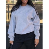 Lovely Casual O Neck Basic Grey Hoodie