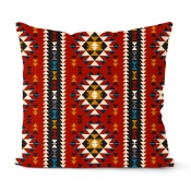 Lovely Ethnic Print Red Decorative Pillow Case