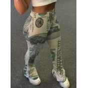 Lovely Street Print Skinny Grey Pants