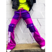Lovely Trendy Pocket Patched Purple Pants