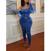 Lovely Trendy Dew Shoulder Bandage Design Blue One