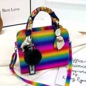 LW Trendy Rainbow Print Multicolor Crossbody Bag